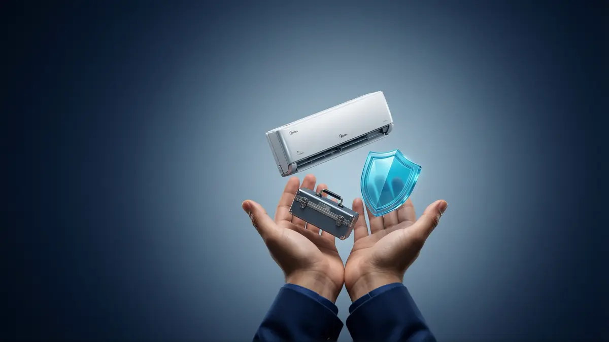 Aire acondicionado Midea con escudo de garantía — inversión protegida